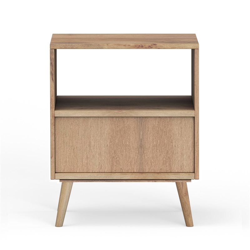 Casartis Living Carson Mid-Century Solid Wood Nightstand in Brown