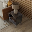 Mid-Century Modern 18W Solid Wood Nightstand with Drawer in Gray