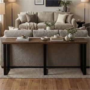 Casartis Living Rustic Forge 90&quot Solid Wood Console Table in Brown & Black