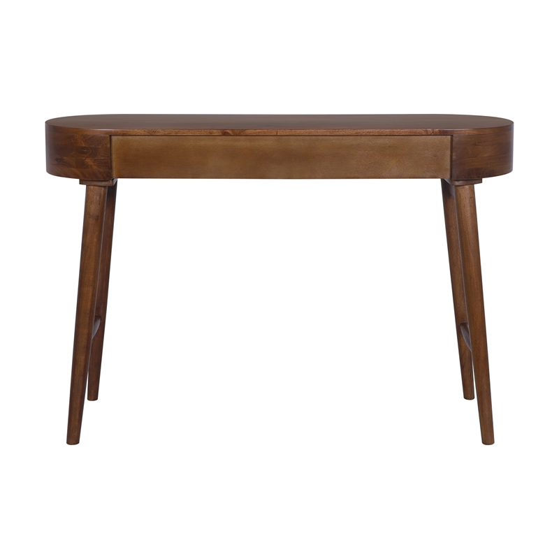 Casartis Living Elipse Mid-Century Modern Solid Wood Writing Desk in Brown