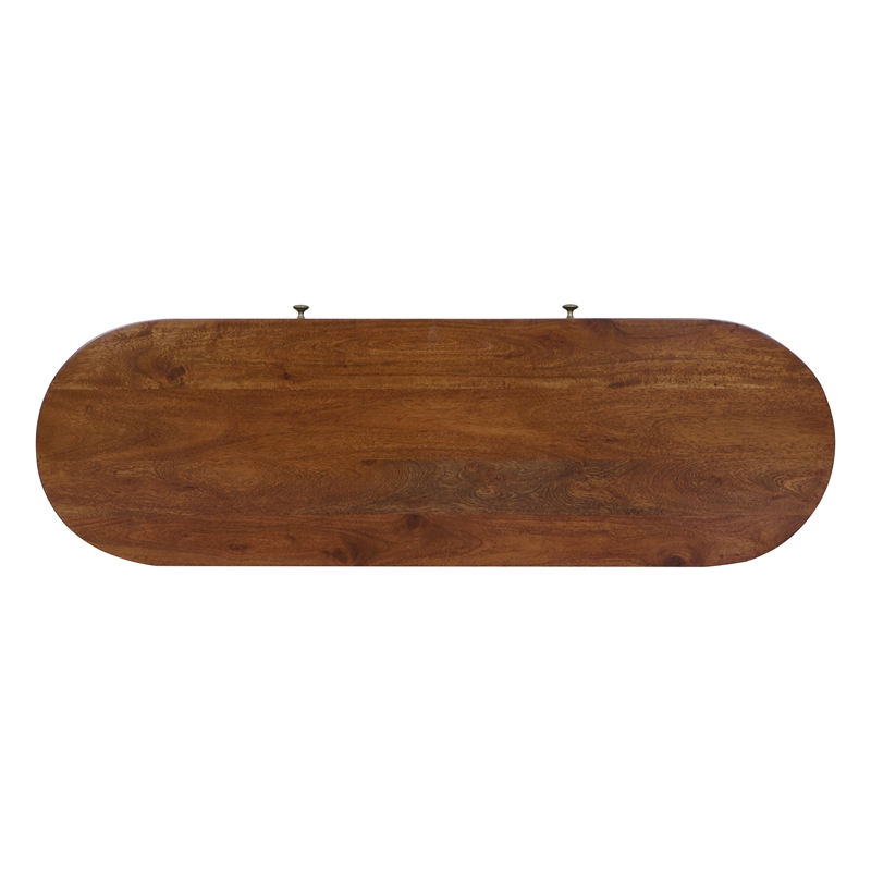 Casartis Living Elipse Mid-Century Modern Solid Wood Writing Desk in Brown