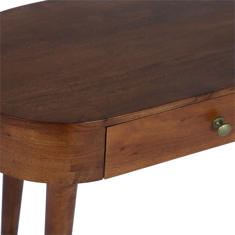 Casartis Living Elipse Mid-Century Modern Solid Wood Writing Desk in Brown