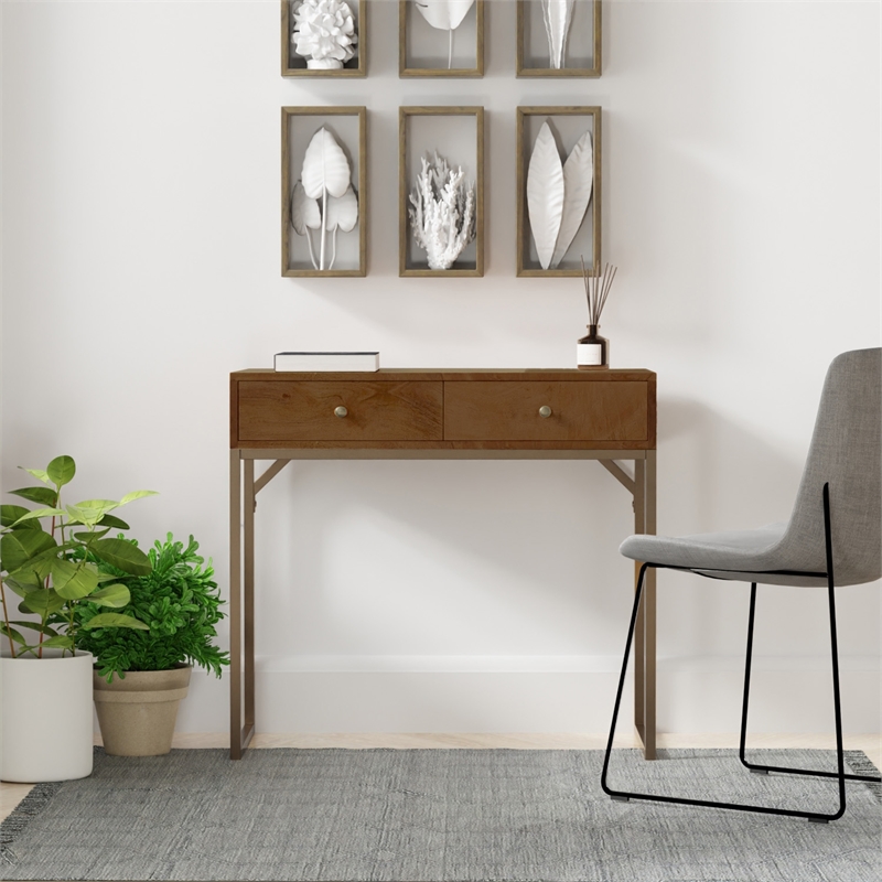 Casartis Living Linden Modular Solid Wood Writing Desk in Walnut