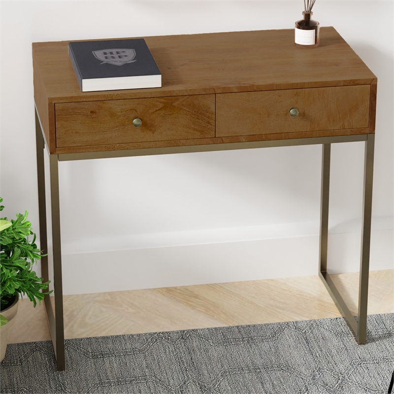 Casartis Living Linden Modular Solid Wood Writing Desk in Walnut