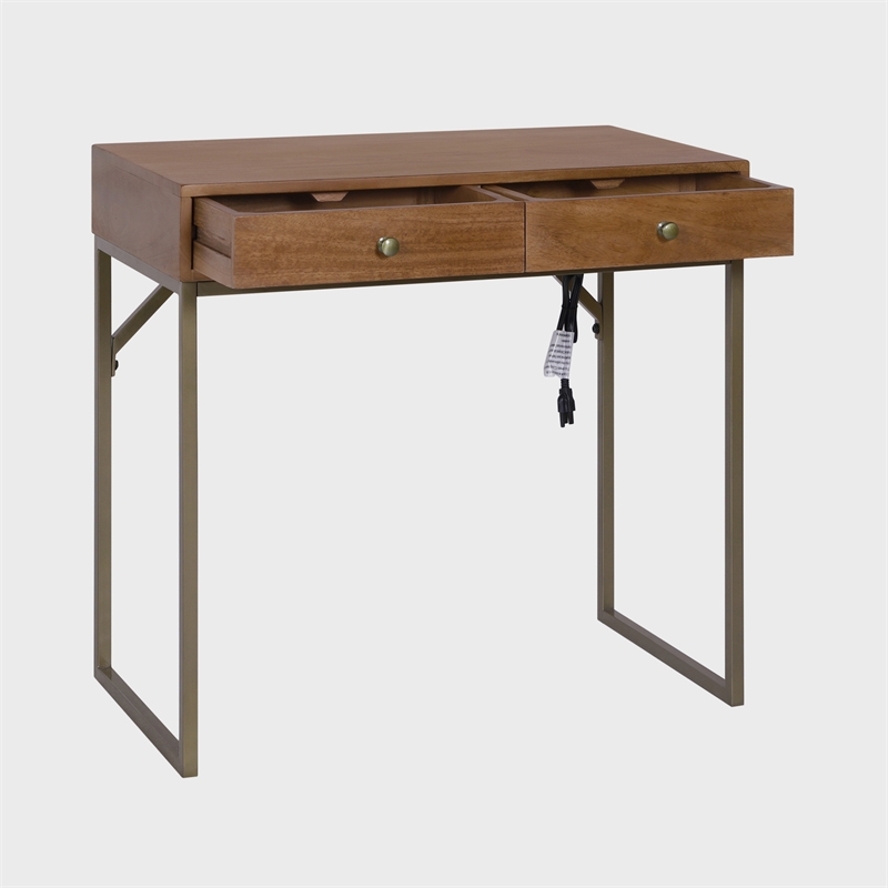 Casartis Living Linden Modular Solid Wood Writing Desk in Walnut