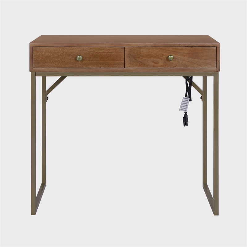 Casartis Living Linden Modular Solid Wood Writing Desk in Walnut