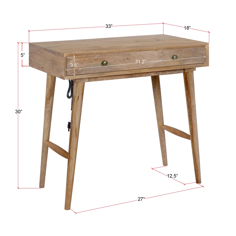 Casartis Living Nordlyn Solid Wood Home Office Desk in Wheatfield