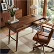 Casartis Living Atlas Cane Mid Century Modern Solid Wood Desk in Walnut