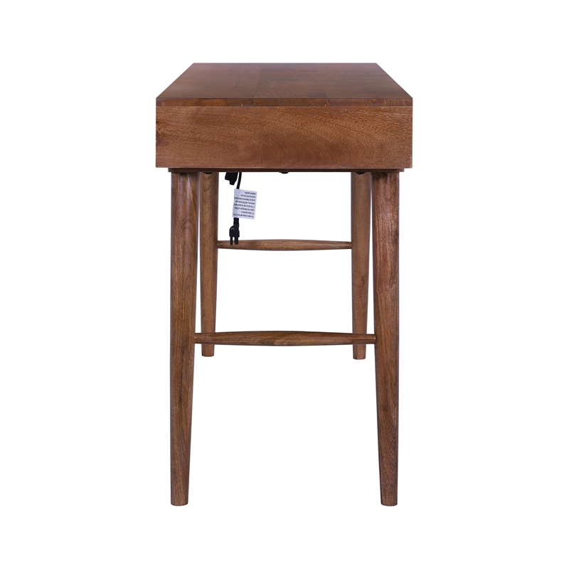 Casartis Living Atlas Cane Mid Century Modern Mango Wood Desk in Walnut