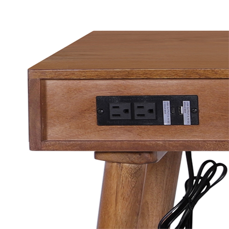 Casartis Living Atlas Cane Mid Century Modern Mango Wood Desk in Walnut