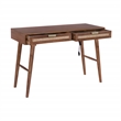 Casartis Living Atlas Cane Mid Century Modern Solid Wood Desk in Walnut