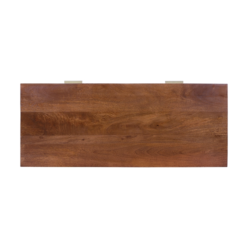 Casartis Living Atlas Cane Mid Century Modern Mango Wood Desk in Walnut