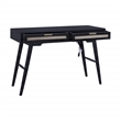Madison Mid Century Modern Solid Wood-Linen 2 Drawer Desk in Black