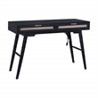 Madison Mid Century Modern Solid Wood-Linen 2 Drawer Desk in Black