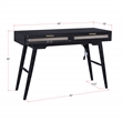 Madison Mid Century Modern Solid Wood-Linen 2 Drawer Desk in Black