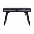 Madison Mid Century Modern Solid Wood-Linen 2 Drawer Desk in Black