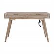 Madison Mid Century Modern Solid Wood-Linen 2 Drawer Desk in Wheatfield