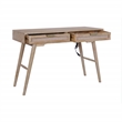 Madison Mid Century Modern Solid Wood-Linen 2 Drawer Desk in Wheatfield