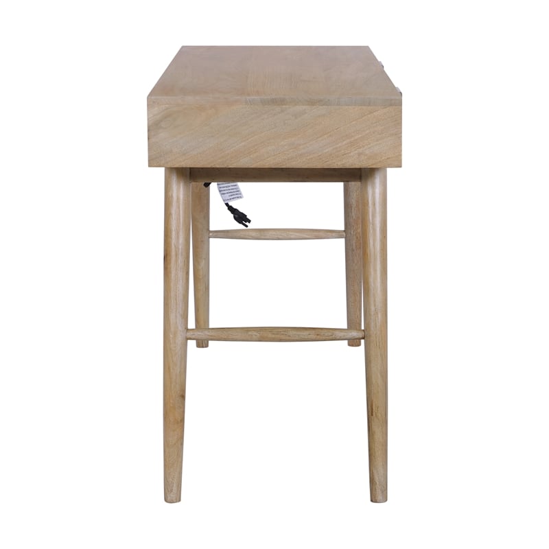 Madison Mid Century Modern Solid Wood-Linen 2 Drawer Desk in Wheatfield