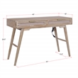 Madison Mid Century Modern Solid Wood-Linen 2 Drawer Desk in Wheatfield