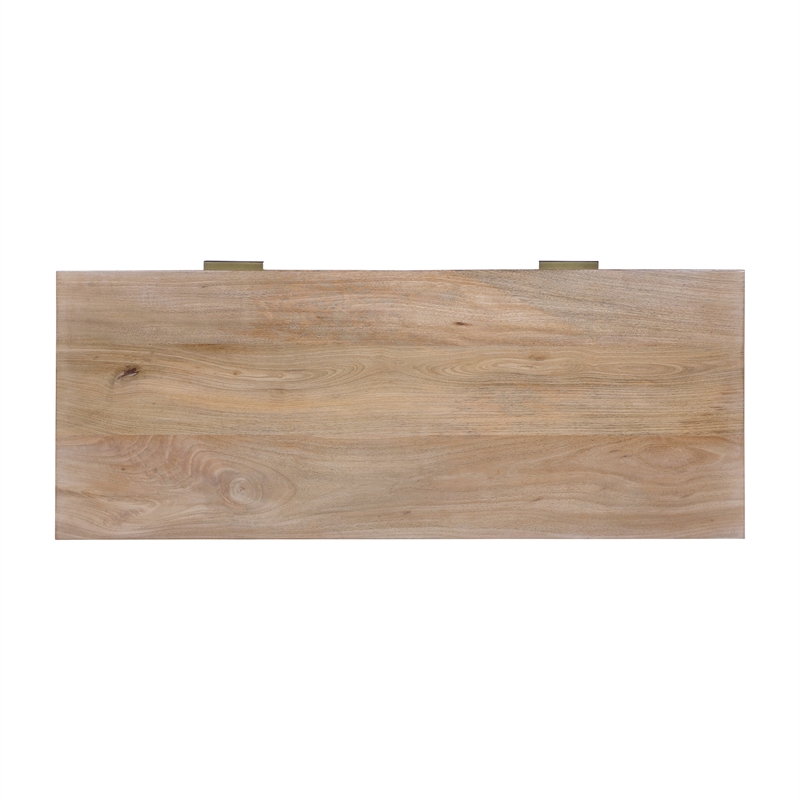 Madison Mid Century Modern Solid Wood-Linen 2 Drawer Desk in Wheatfield