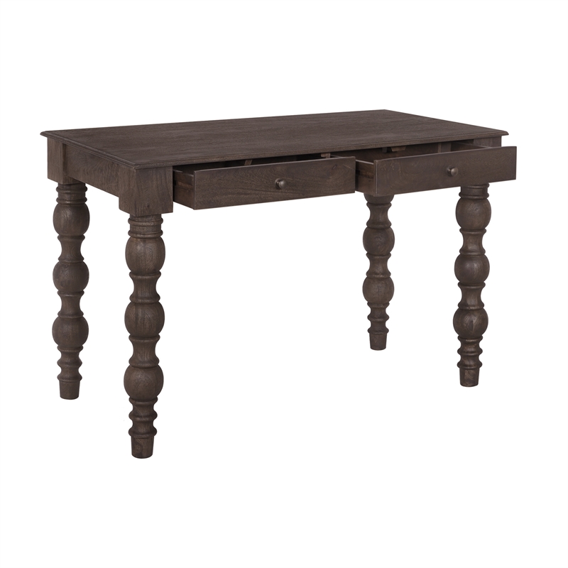 Casartis Living French Country Solid Wood Desk in Coffee Brown