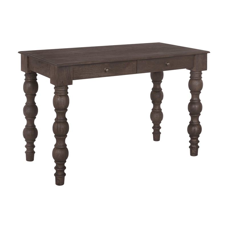 Casartis Living French Country Solid Wood Desk in Coffee Brown