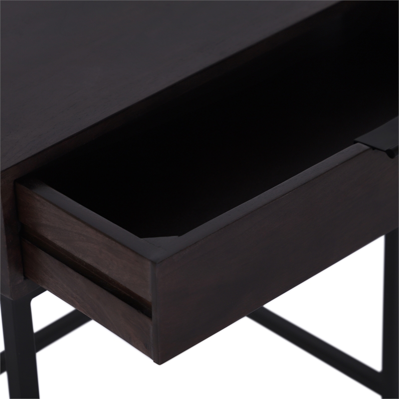 Casartis Living Atelier Solid Wood Iron Nesting Table Set of 2 in Choco Brown