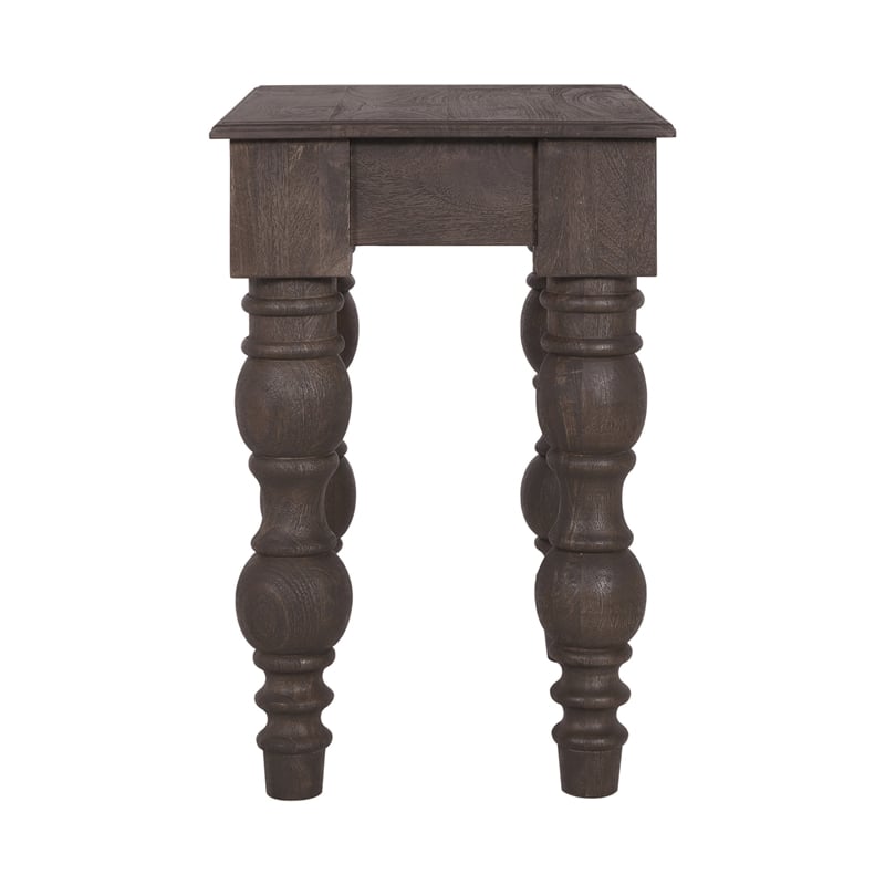Casartis Living French Country Solid Wood Side Table with Drawer in Coffee Brown