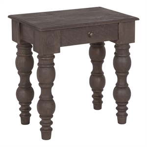 Casartis Living French Country Solid Wood Side Table with Drawer in Coffee Brown