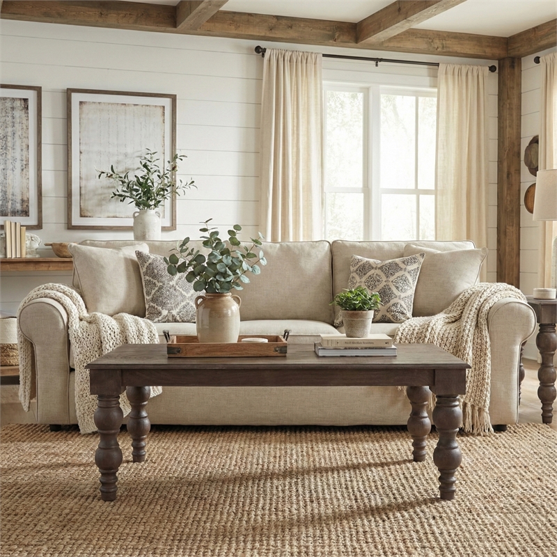 Casartis Living French Country  Solid Wood Coffee Table in Coffee Brown