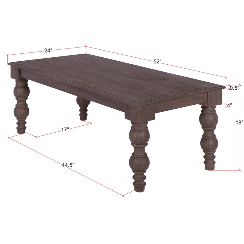 Casartis Living French Country  Solid Wood Coffee Table in Coffee Brown