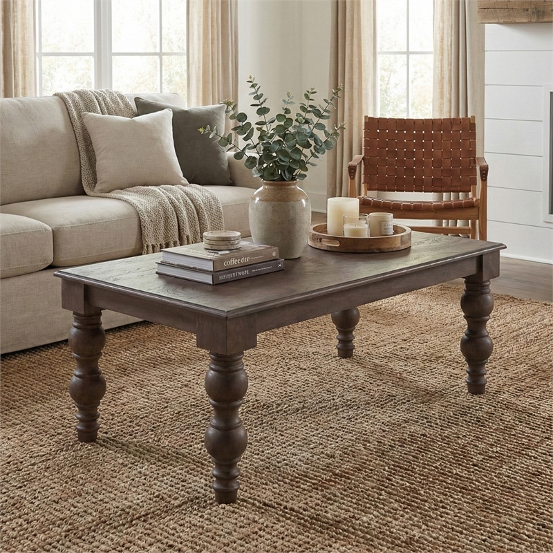 Casartis Living French Country  Solid Wood Coffee Table in Coffee Brown