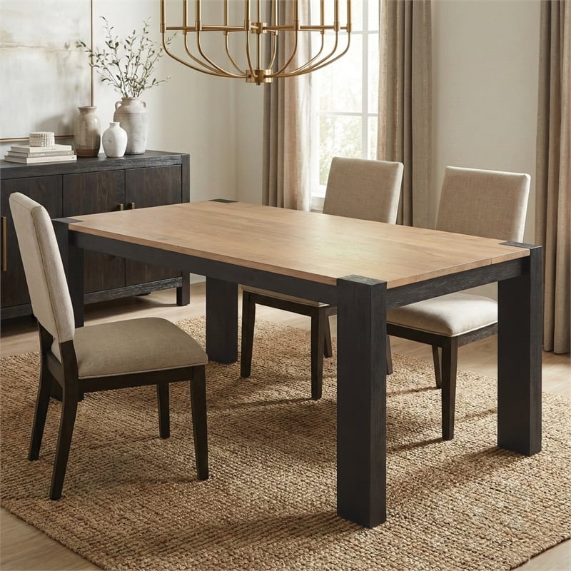 Casartis Living Axis Modern Solid Wood Dining Table in Natural and Black