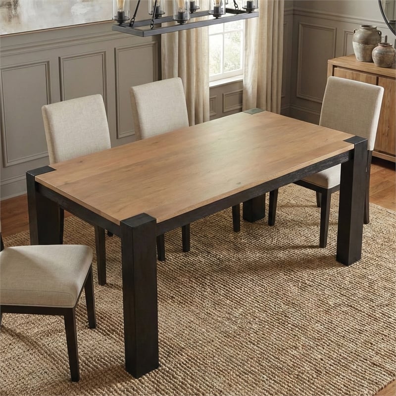 Casartis Living Axis Modern Solid Wood Dining Table in Natural and Black