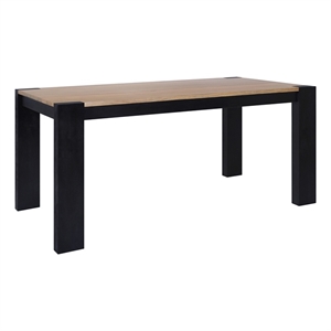 Casartis Living Axis Modern 2-Tone Mango Wood Dining Table with Natural Wood Top with Black Wood Legs