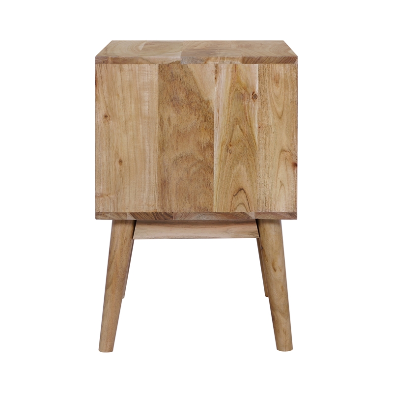Casartis Living Geometric Mid-Century Solid Wood Nightstand in Natural