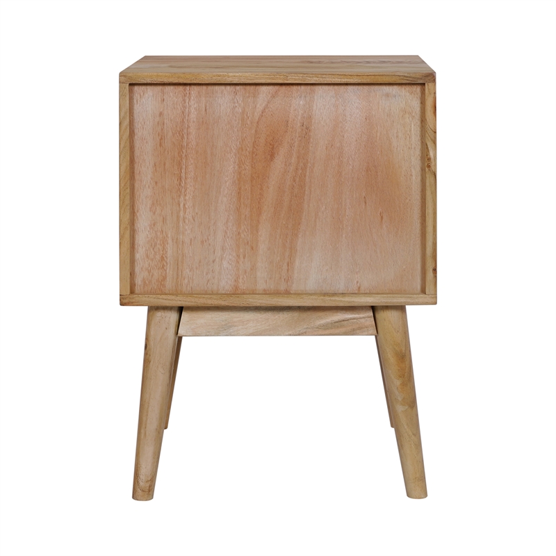 Casartis Living Geometric Mid-Century Solid Wood Nightstand in Natural