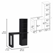 Ripley Writing Desk w/ Bookcase and Cabinet in Black Wengue Engineered Wood