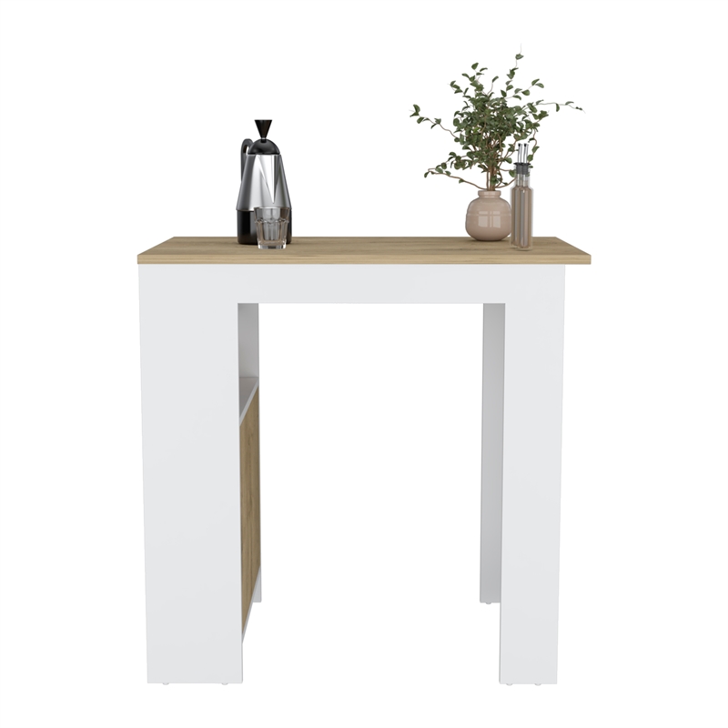 Masset Kitchen Island with Side Shelves in White Engineered Wood