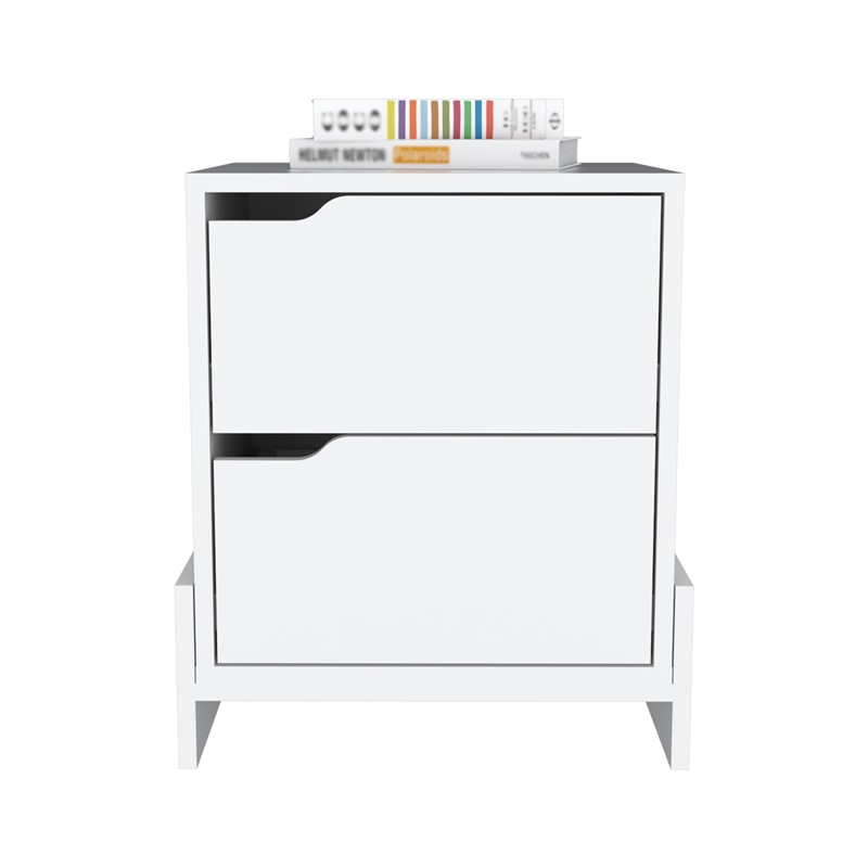 Depot EShop Haines 2-Drawer Engineered Wood Nightstand in White