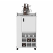 Fraser Bar Cart with 6 Built-in Wine Rack in White Engineered Wood