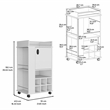 Fraser Bar Cart with 6 Built-in Wine Rack in White Engineered Wood
