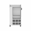 Fraser Bar Cart with 6 Built-in Wine Rack in White Engineered Wood