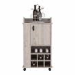 Fraser Bar Cart with 6 Built-in Wine Rack in Light Gray Engineered Wood