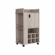 Fraser Bar Cart with 6 Built-in Wine Rack in Light Gray Engineered Wood