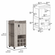 Fraser Bar Cart with 6 Built-in Wine Rack in Light Gray Engineered Wood