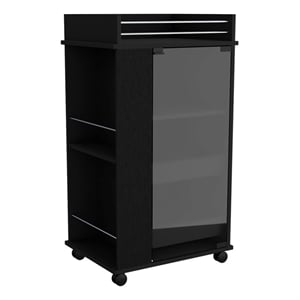 Lansing Bar Cart with 2-Side Shelves in Black Wengue Engineered Wood