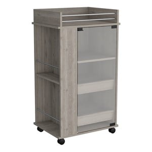 Lansing Bar Cart with 2-Side Shelves in Light Gray Engineered Wood