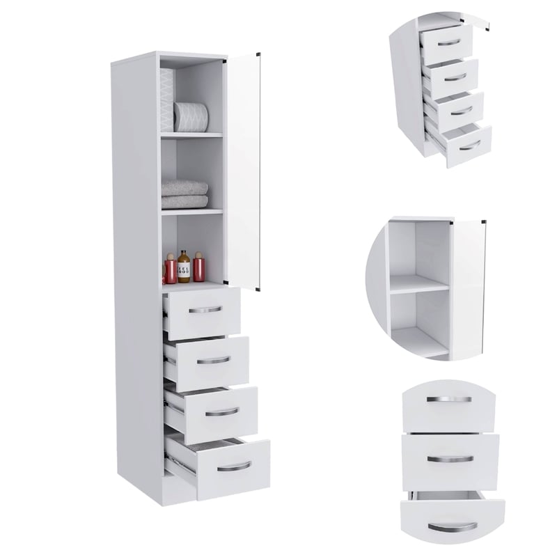 Oregon 2-Piece Bathroom Cabinet Set in White Engineered Wood